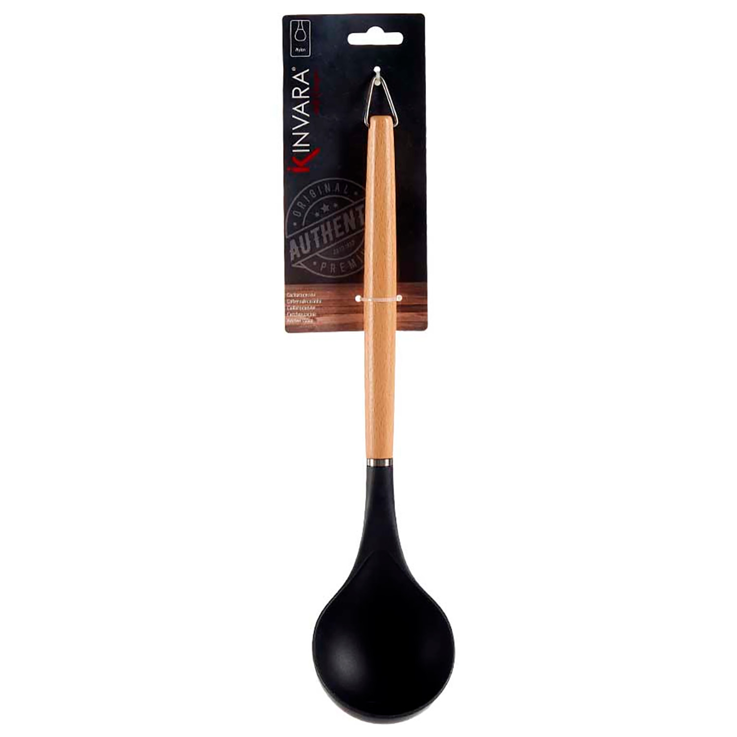 CUCHARA NYLON MANGO MADERA DE HAYA 32,5CM