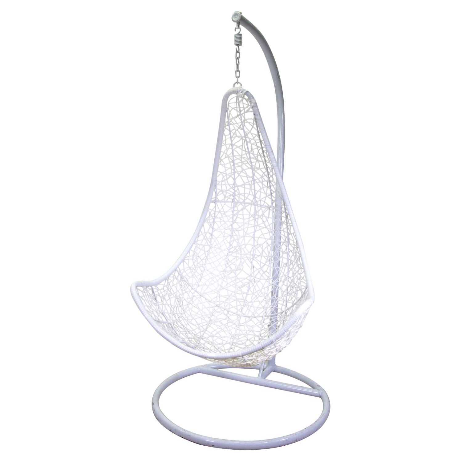 Poltrona sospesa Rialto Vacchetti bianca e cuscino grigio cm82x65h124