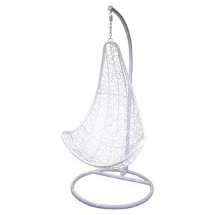 Poltrona sospesa Rialto Vacchetti bianca e cuscino grigio cm82x65h124