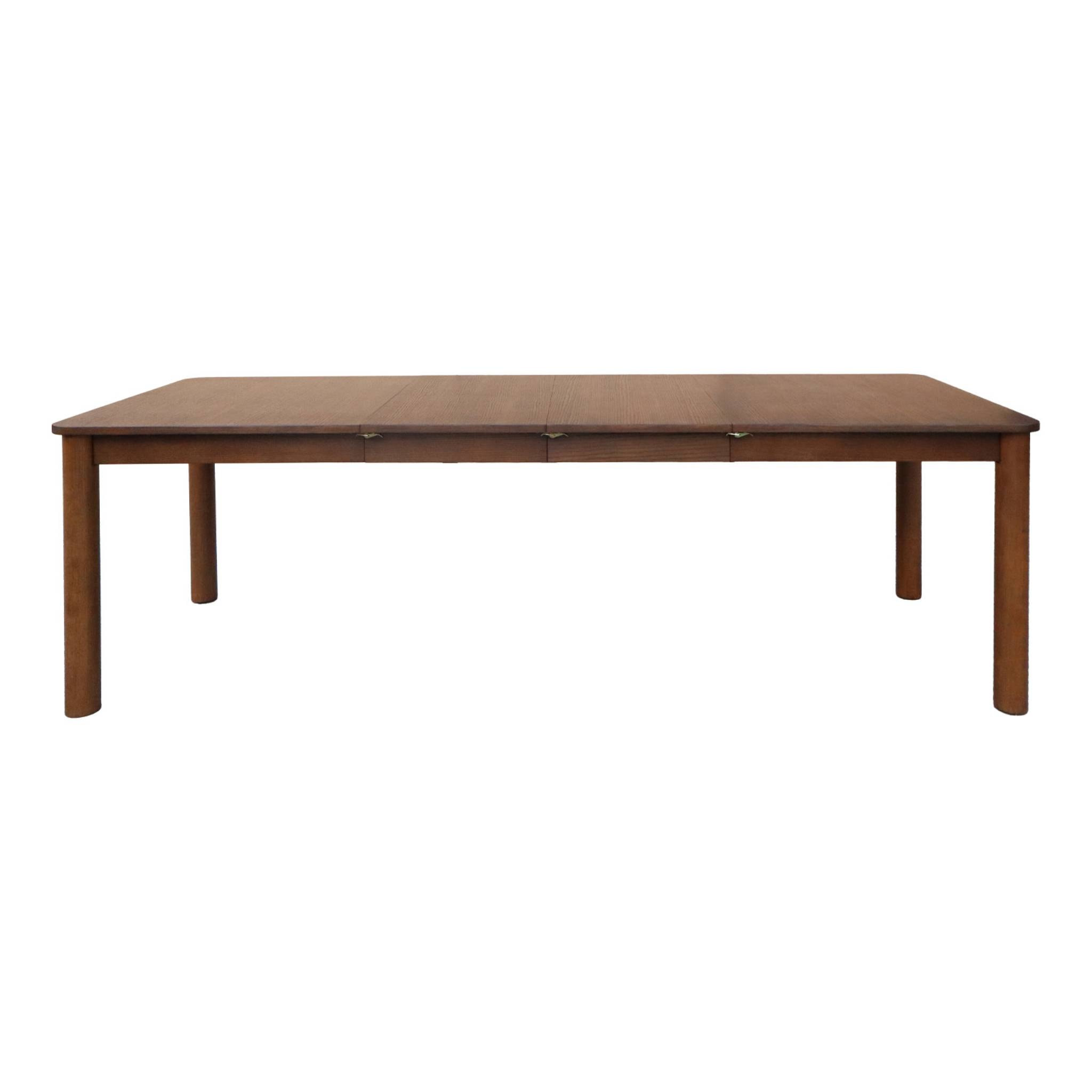 Table à manger rectangulaire extensible bois d'hévéa et placage chêne 6 à 10 places SOLENE