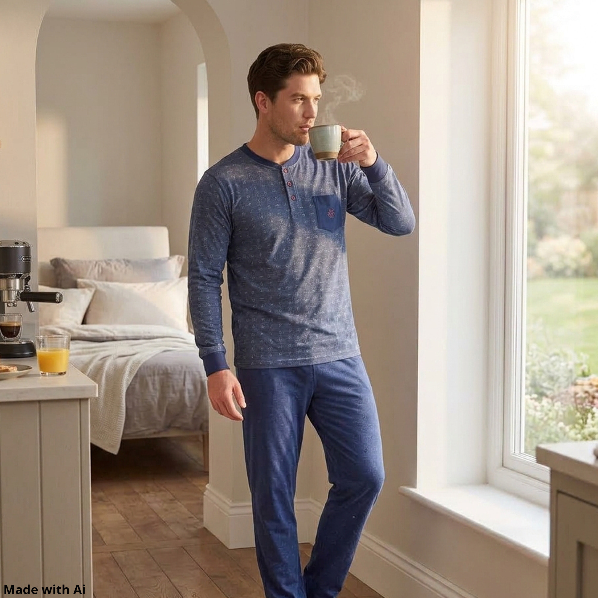 Pigiama Uomo De Fonseca Interlock Art. DPU259 Blu