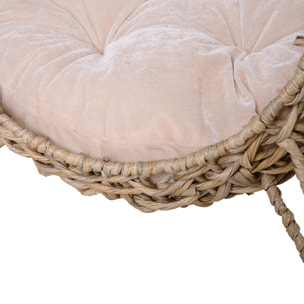 PawHut Panier chat lit chat cosy grand confort dim. Ø 52 x 58H cm coussin moelleux inclus résine tressée imitation rotin beige