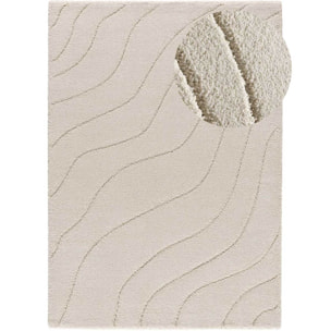MOLIER Alfombra shaggy con formas abstractas en blanco, varias medidas disponibles.