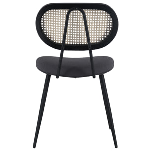 Lot de 2 chaises en cannage et tissu boucle gris ELENA