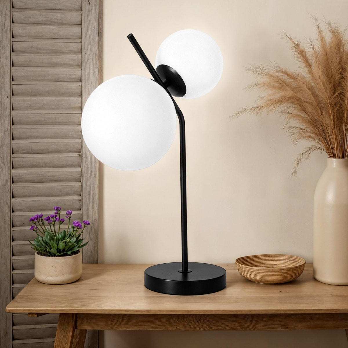Lampe à poser Tomasucci HENGET, en verre et métal, blanc