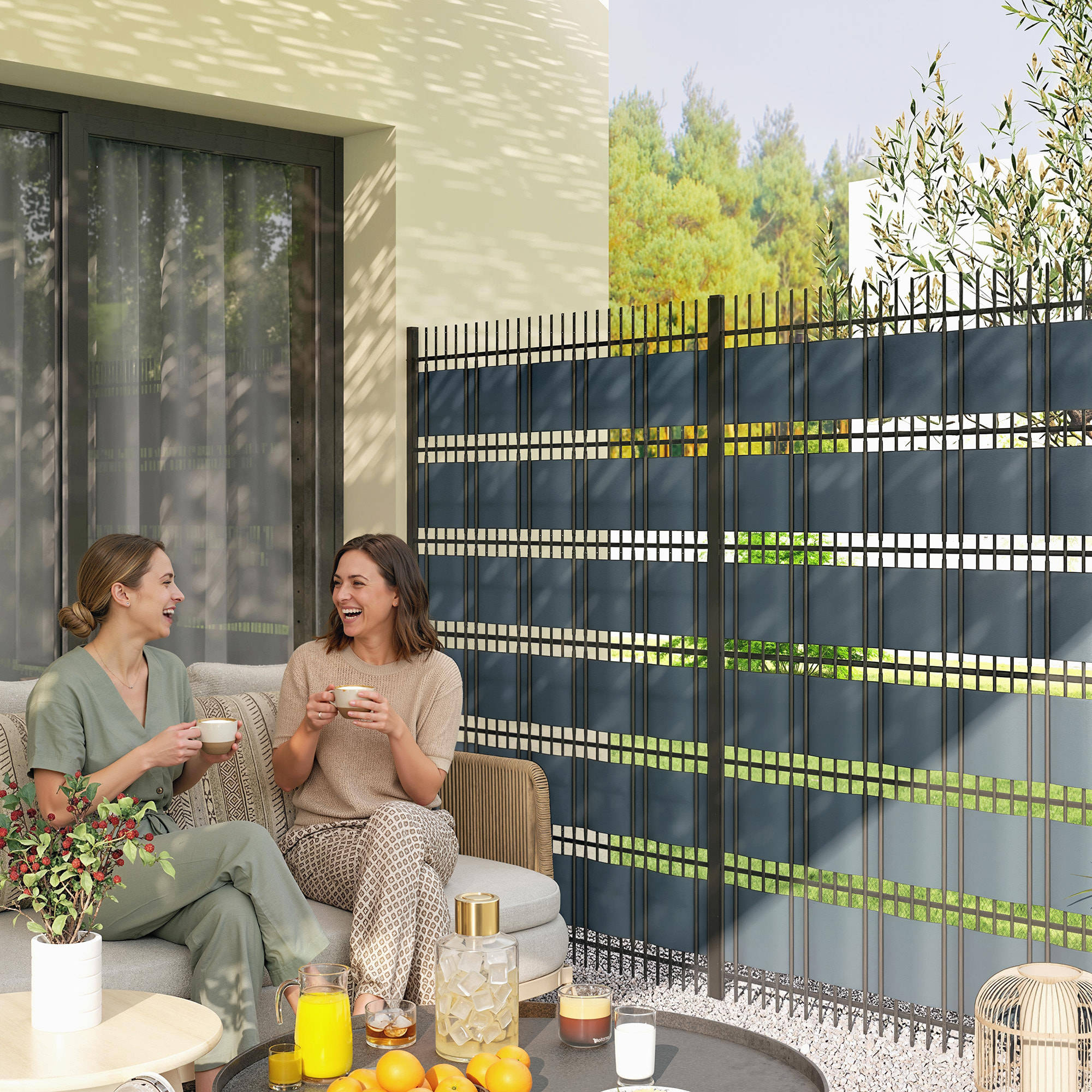 Kit de lamelles occultantes PVC brise vue 35m x 19cm avec 120 clips gris