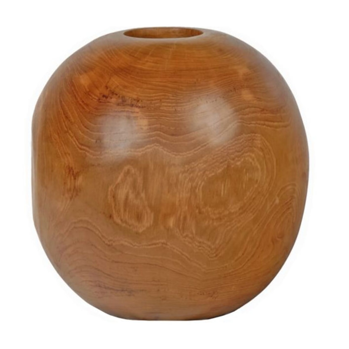 Vase décoratif rond D. 30 cm en bois de teck massif - FERGUS