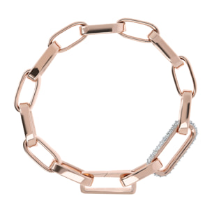 Bracciale Catena Forzatina Maxi Maglie con Elemento Pavé in Cubic Zirconia