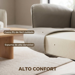 Sillón Relax Reclinable con Reposapiés, Sillón Relax de Cuero Sintético con Respaldo Alto, Giratorio 360°, Reposabrazos, para Salón, Dormitorio, Beige Gris