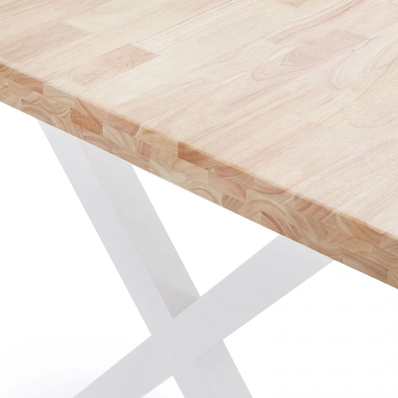 Mesa de comedor fija con patas metálicas en blanco y roble salvaje 140x80cm X-Loft Roble salvaje - Blanco