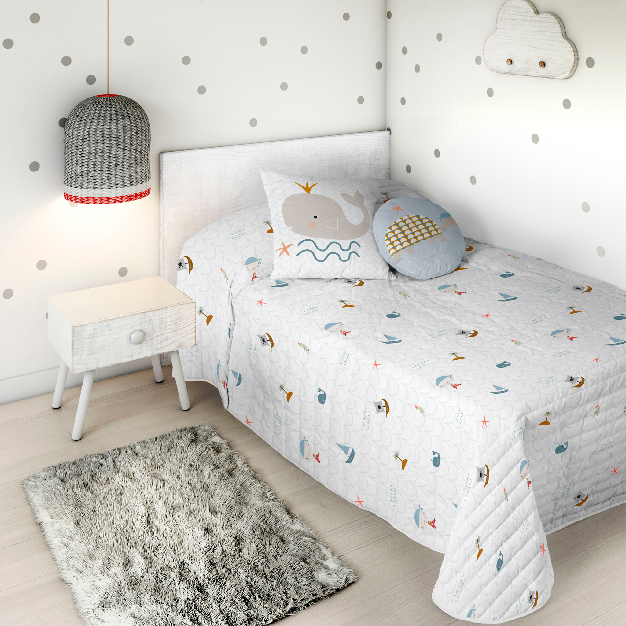 Haciendo el Indio - Colcha Bouti Estampada - Reversible - Infantil - 100% Algodón - 70 gr/m² - Aventura Pirata