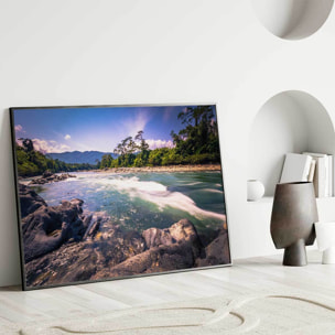 Affiche encadrée rivière tropicale en pleine nature Affiche + cadre en métal - Noir