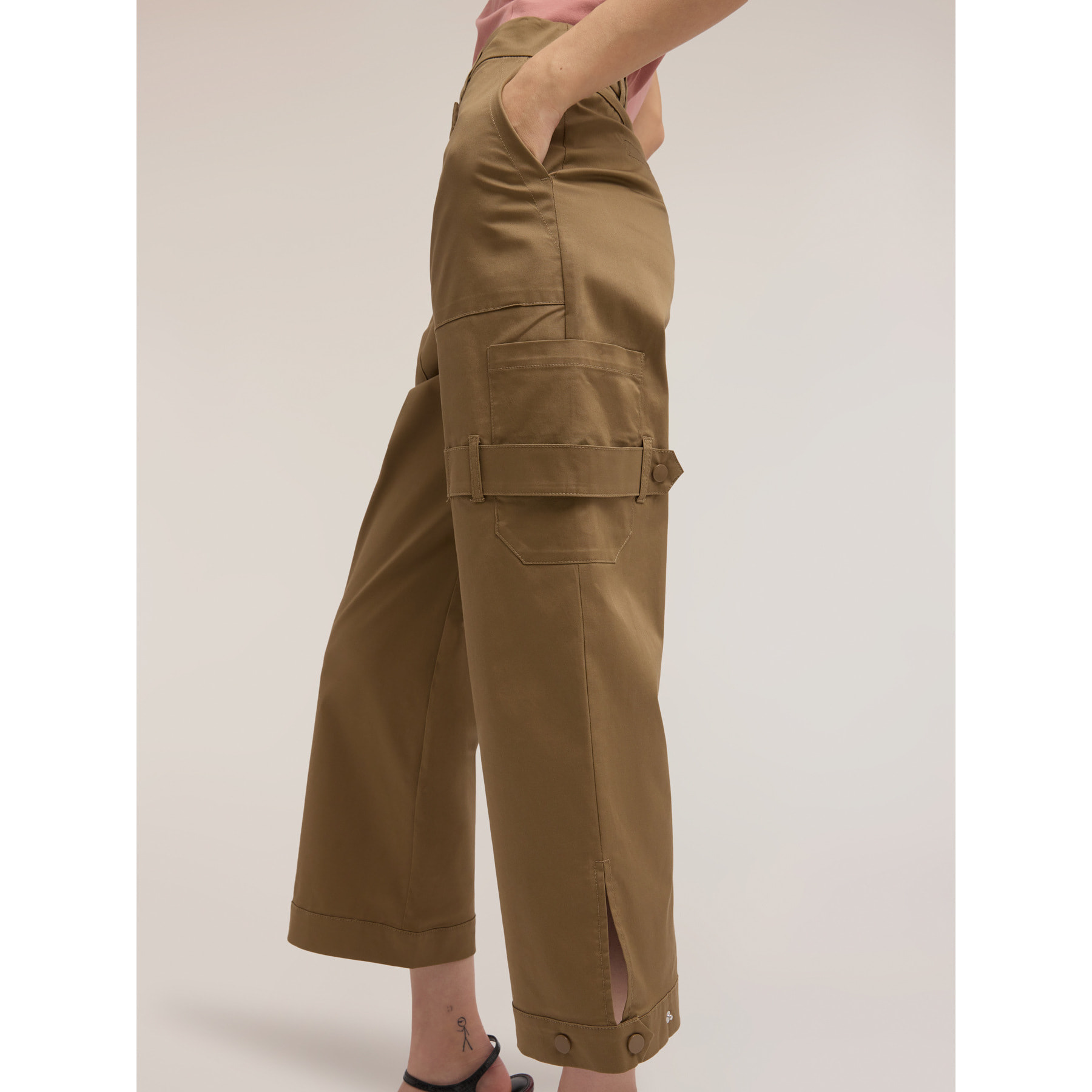 Motivi - Pantaloni cargo in gabardine di cotone - Marrone