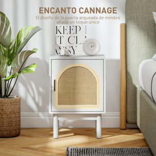 Mesita de Noche Moderna Mesilla de Noche Estrecha con 2 Compartimentos Abiertos Diseño en Forma de Arco Mesa Auxiliar para Salón Dormitorio 40x30x60 cm Crema