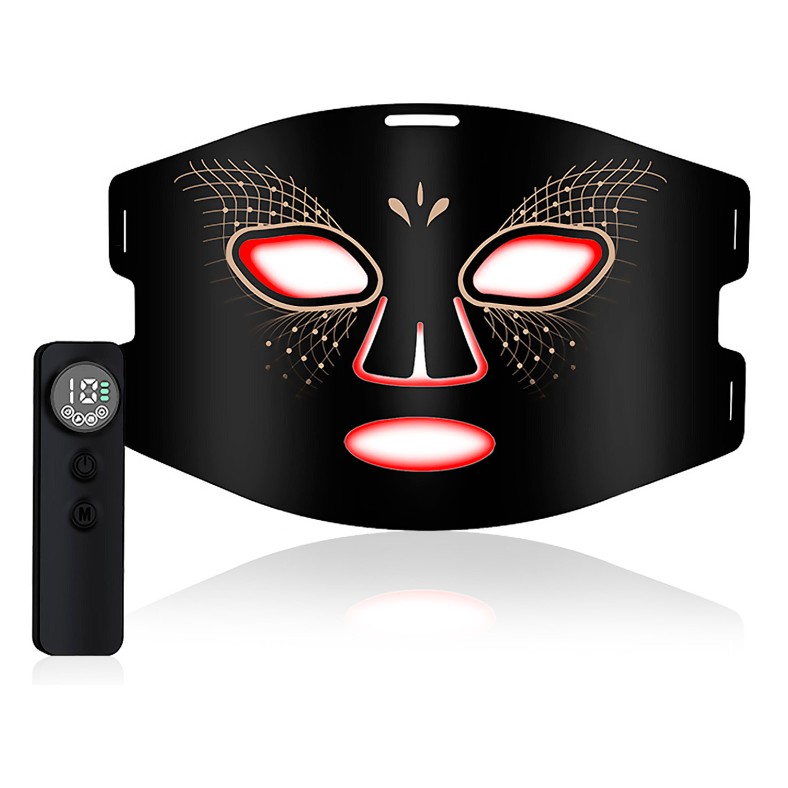 Máscara facial de tratamiento de luz LED con función de calefacción y terapia de 7 colores.