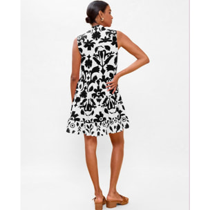 Abito corto con volant e stampa floreale