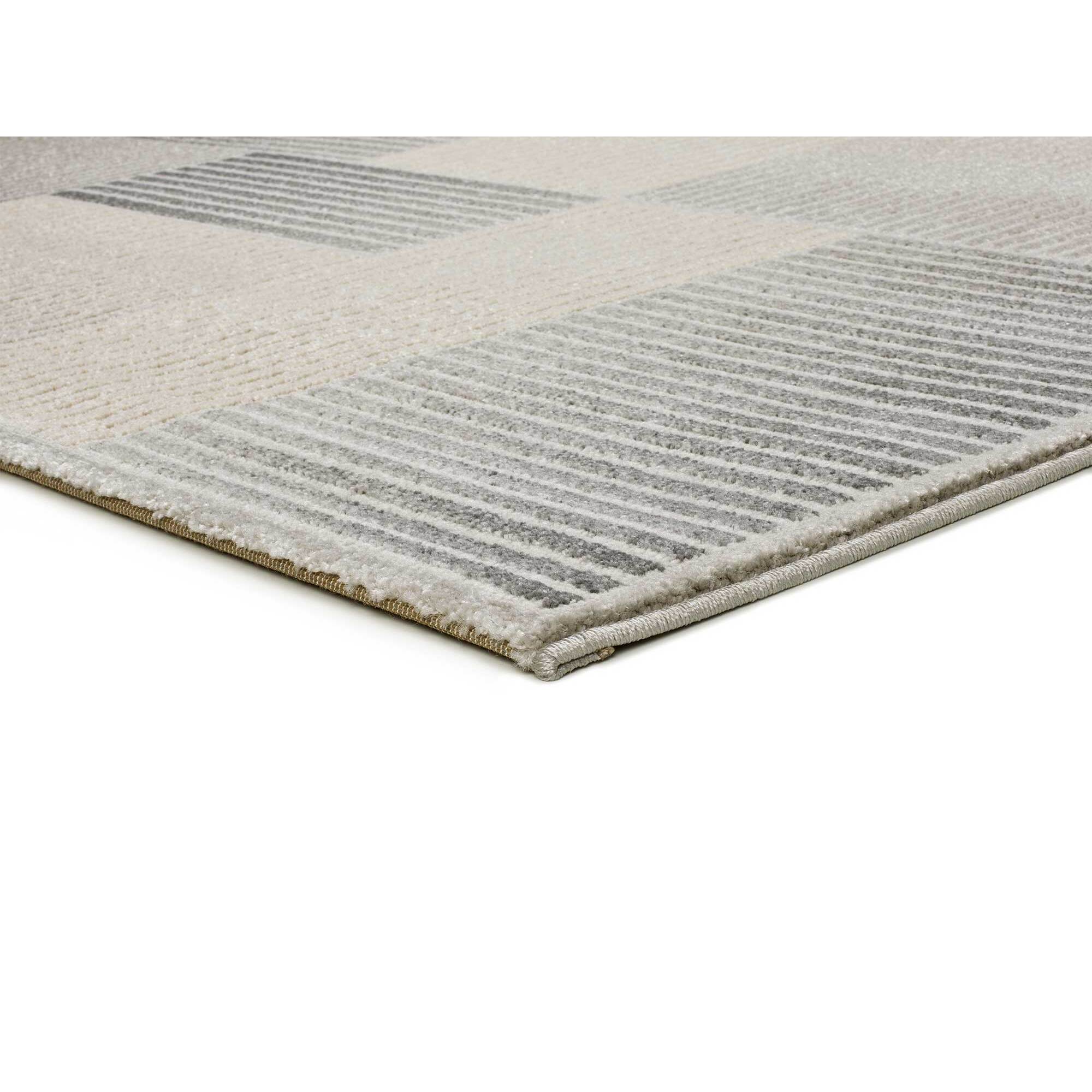 BARESA Alfombra geométrica con relieve en tonos gris y beige, varias medidas disponibles
