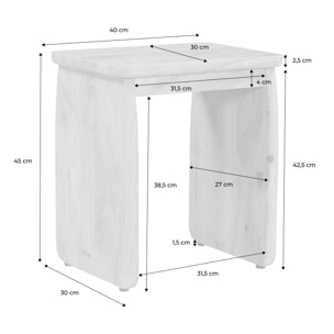 Table de chevet, table d'appoint exotique bois d'acacia  ASHA