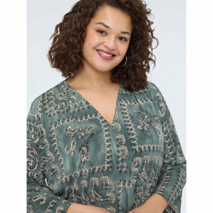 Fiorella Rubino - T-shirt in jersey con stampa paisley - Verde militare