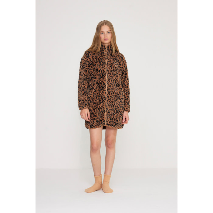 Vestaglia lunga donna macu in eco pelliccia con zip Noidinotte