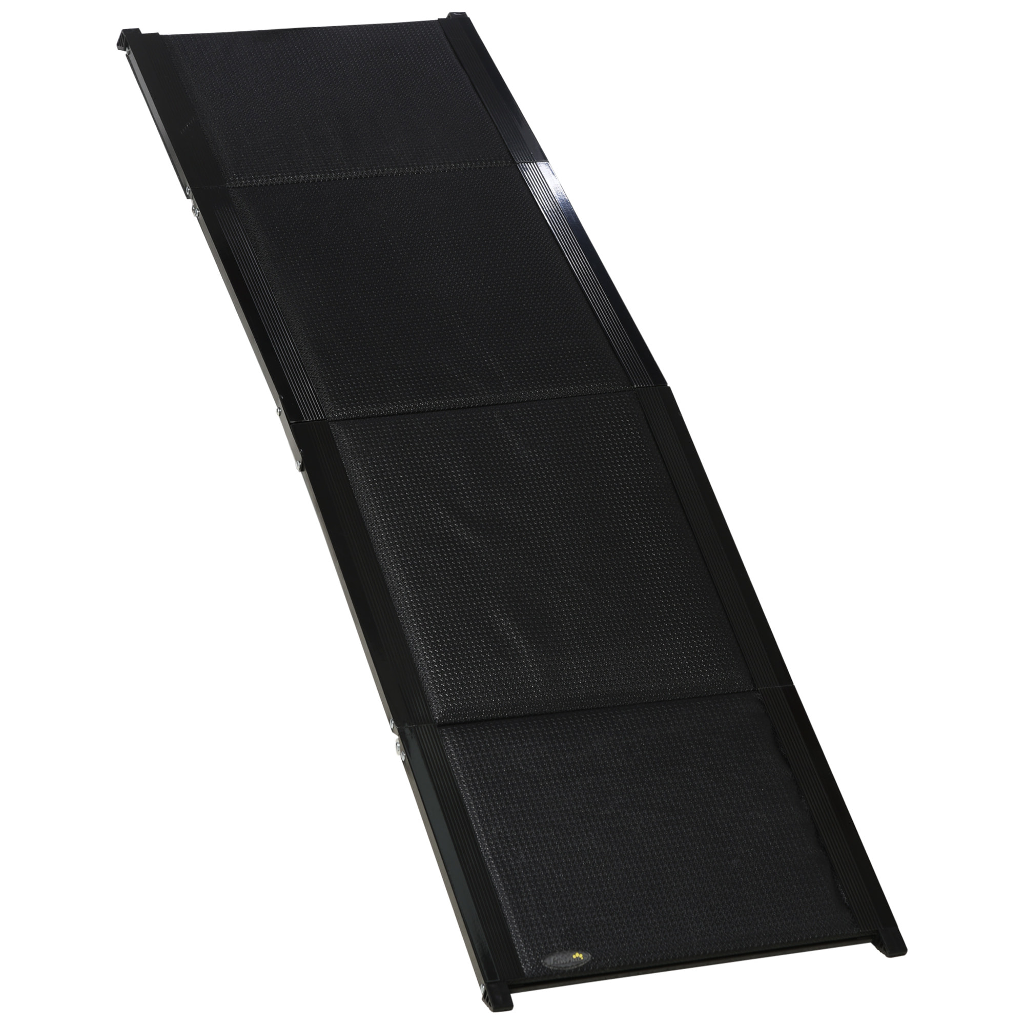 Rampa Plegable para Perros de Aluminio Rampa para Mascotas para Coche con Superficie Antideslizante Asa y Gancho Carga 60 kg 158x43,5x2,5 cm Negro