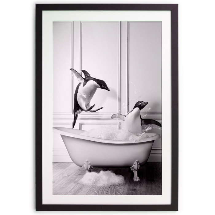 Cuadro Moldura Negra Penguin Bath - Negro - 40x1.2x30cm