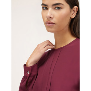 Motivi - Blusa vaporosa con pliegue - Burgundy