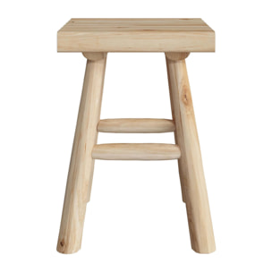 Tabouret de jardin carré en bois de teck brut H40 cm - Makam