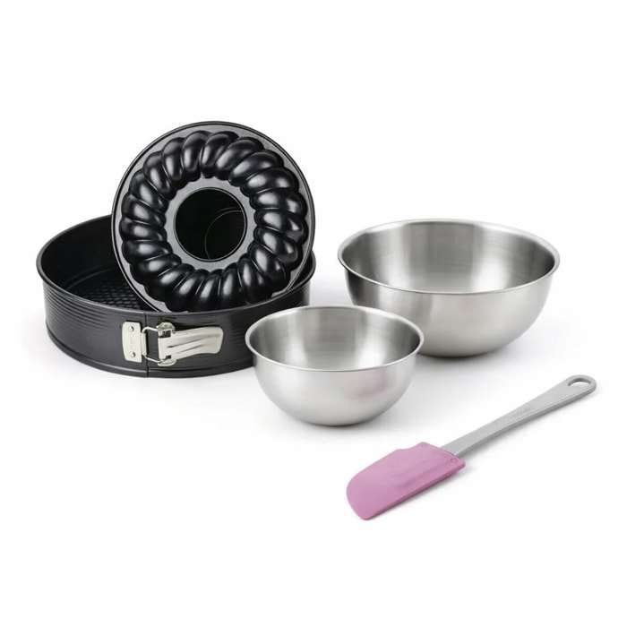 Set de 4 ustensiles de pâtisserie moule à manqué 2 bols et spatule Black mettallic Black mettallic Zenker  Black mettallic