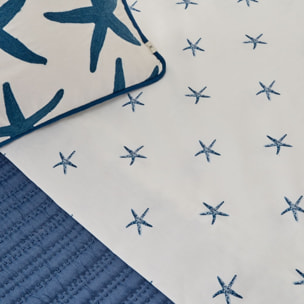 Sábana de algodón 180 hilos estrellas de mar Crea color azul 100% Algodón percal