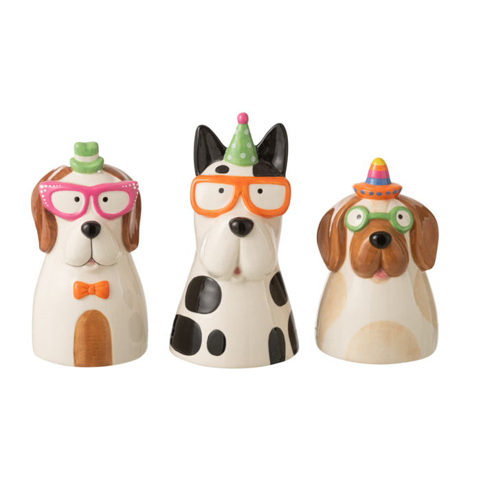 J-Line Vase Chien Lunettes - céramique - multicolore - 3 pièces
