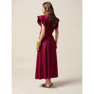 Oltre - Falda midi de popelina - Burgundy