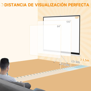 Pantalla de Proyector Manual con Soporte 120 Pulgadas Pantalla de Proyección Formato 4:3 con Altura Ajustable para Cine en Casa 244x183 cm Blanco