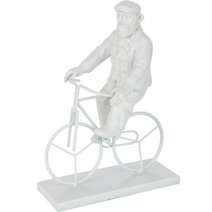 J-Line décoration Singe Vélo - polyrésine - blanc - small