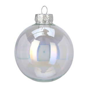 juego de 16 bolas de navidad color iridiscente - brillantes