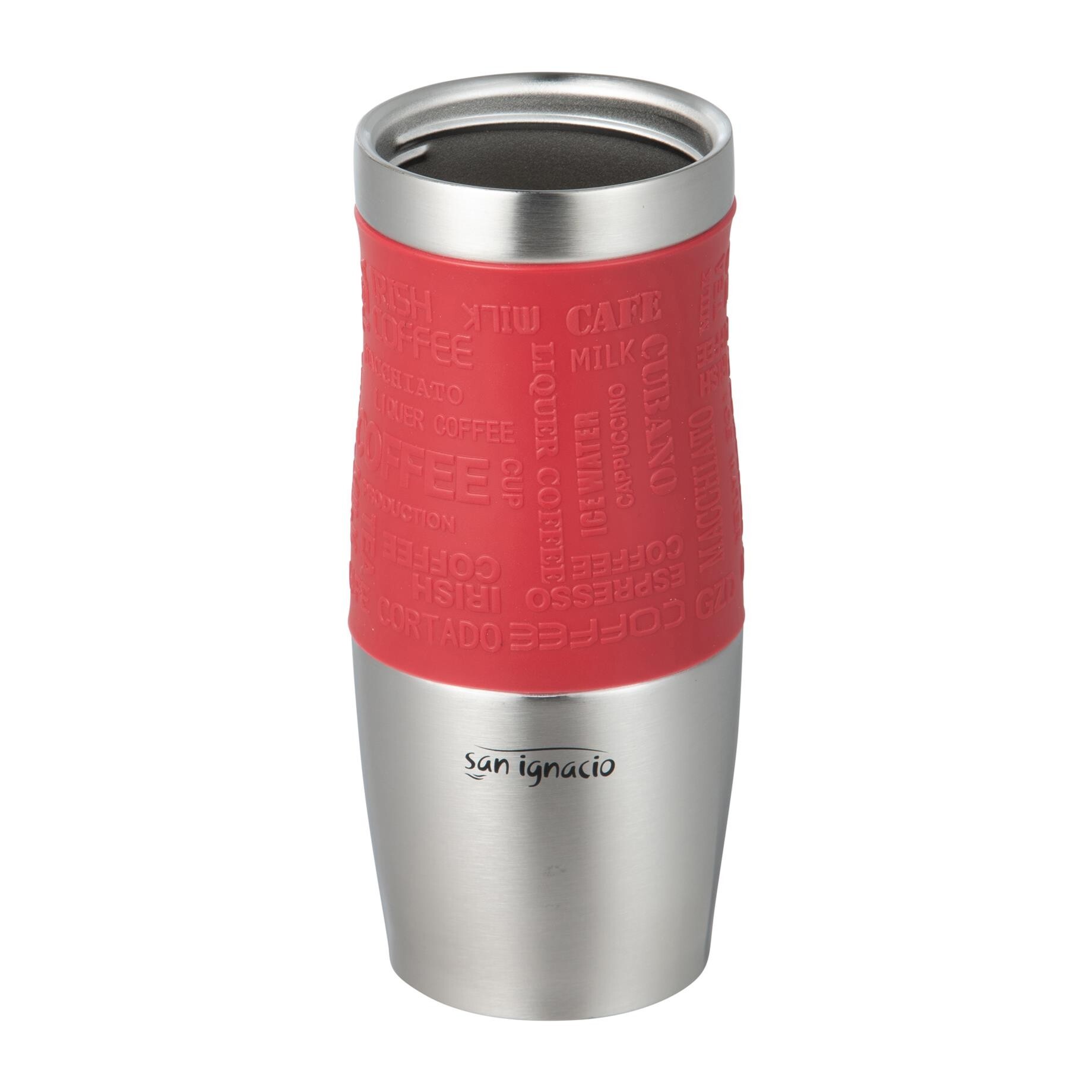 Taza de viaje 360ml acero inoxidable doble pared en color rojo expert san ignacio