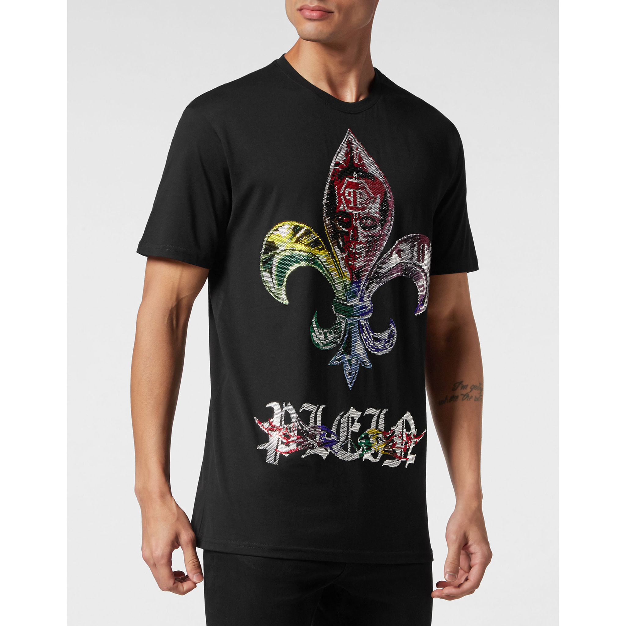 PHILIPP PLEIN Camiseta de cuello redondo y manga corta CHROME