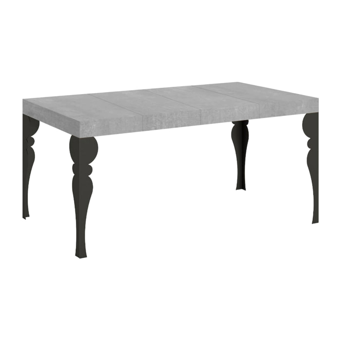 Table extensible 90x120/224 cm Paxon Premium Gris Béton cadre Anthracite