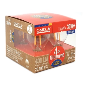 OMEGA Set 4 Pezzi Sfera Filament LED P45 4W