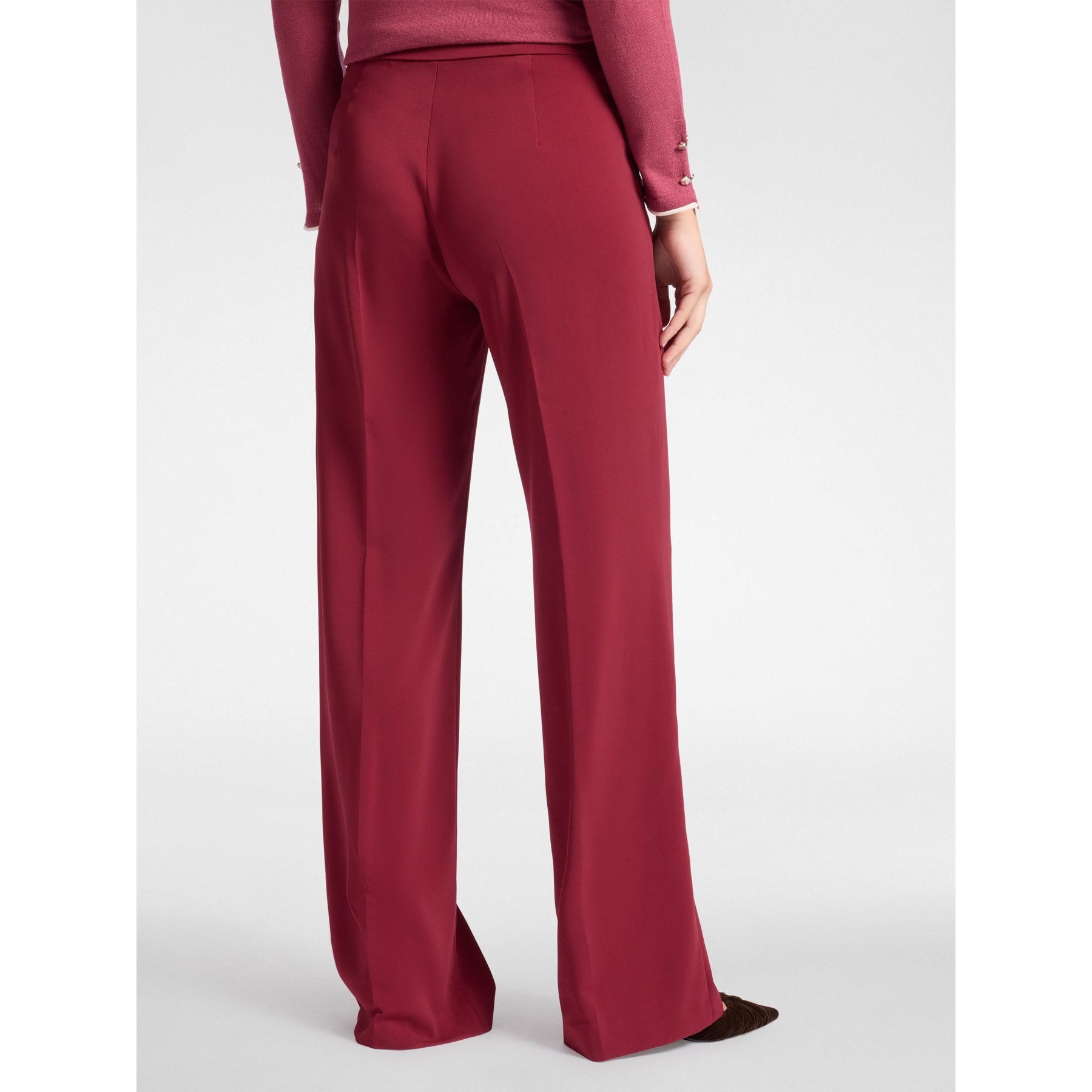 Elena Mirò - Pantaloni maschili in tessuto fluido - Bordeaux