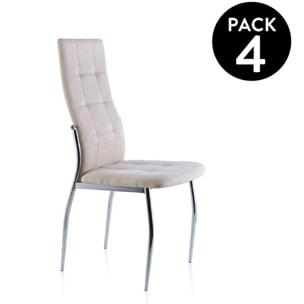 Pack 4 sillas de comedor Diana Tejido - Beige