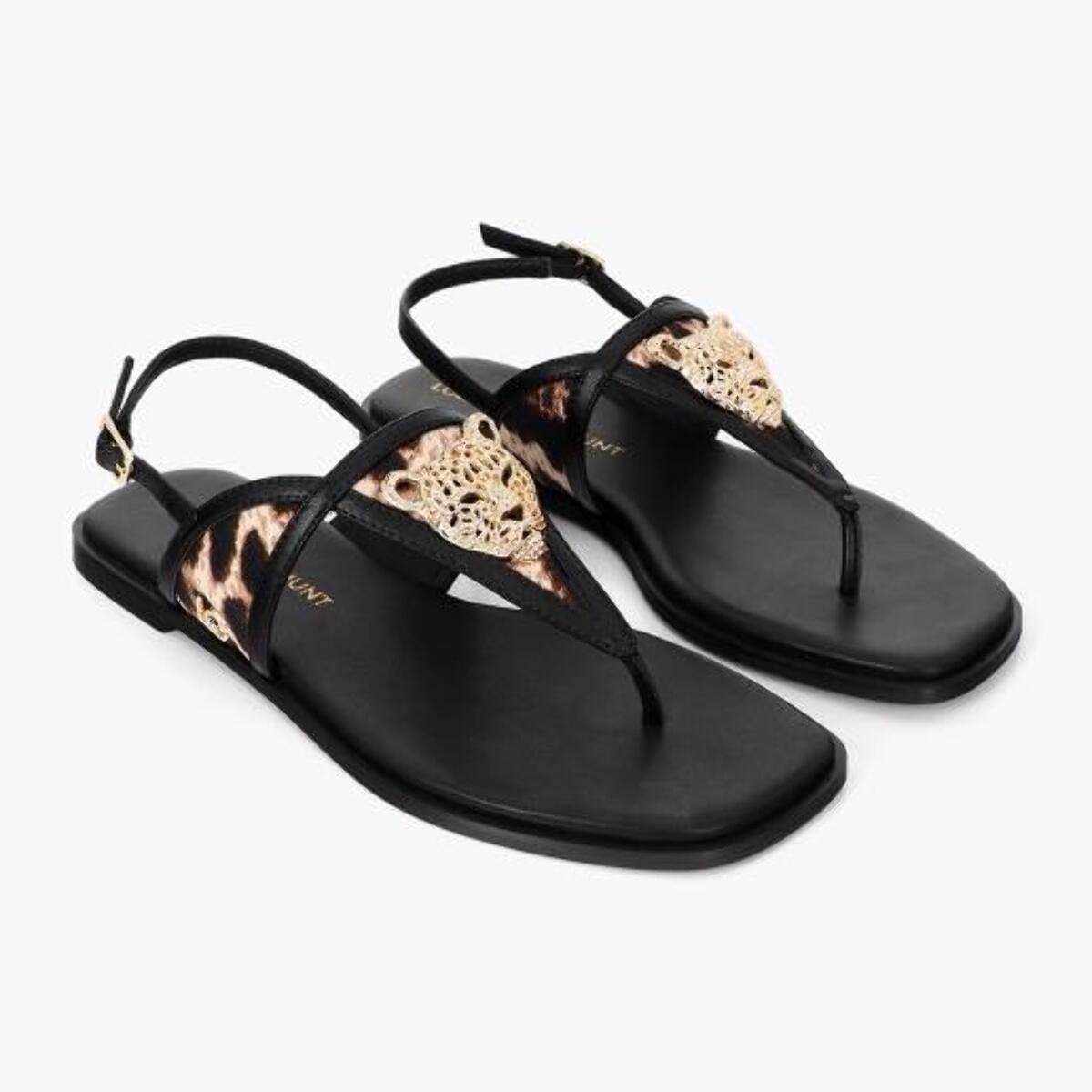 Sandalo basso con stampa animalier e applicazione metallica