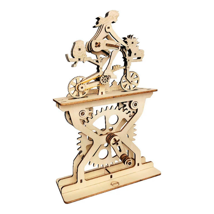 Maqueta de Madera 3D, con movimiento mecánico diseño de Amantes de la bicicleta - Chicas. 107 piezas.