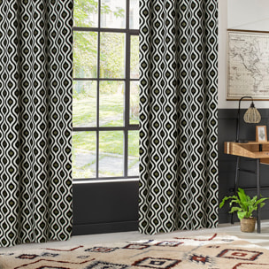 Rideau "Twisted lime" jacquard noir & blanc 140x260cm