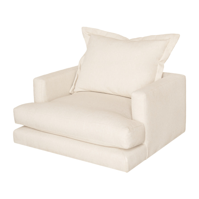 Sillón tono blanco roto de 105x106cm Alto: 99 Largo: 105 Ancho: 106