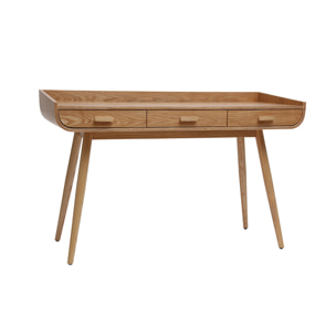 Bureau avec rangements 3 tiroirs scandinave bois clair L132 cm HALLEN