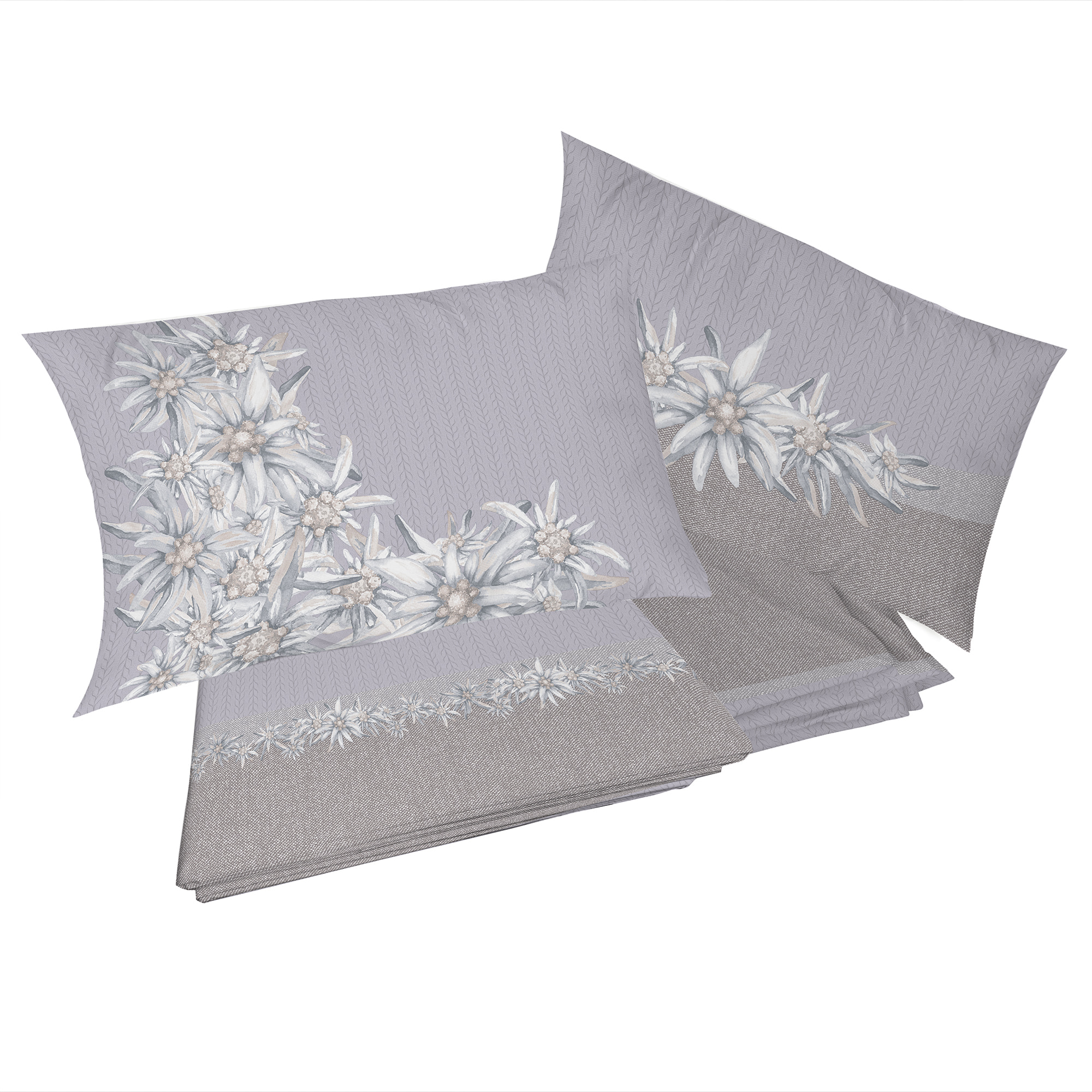 Completo letto stella alpina tortora 100% cotone