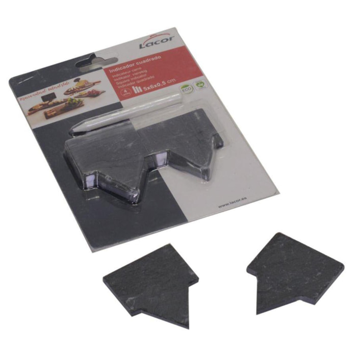 Set di 4 targhette in ardesia a fumetto con gesso cm5x7x0,5