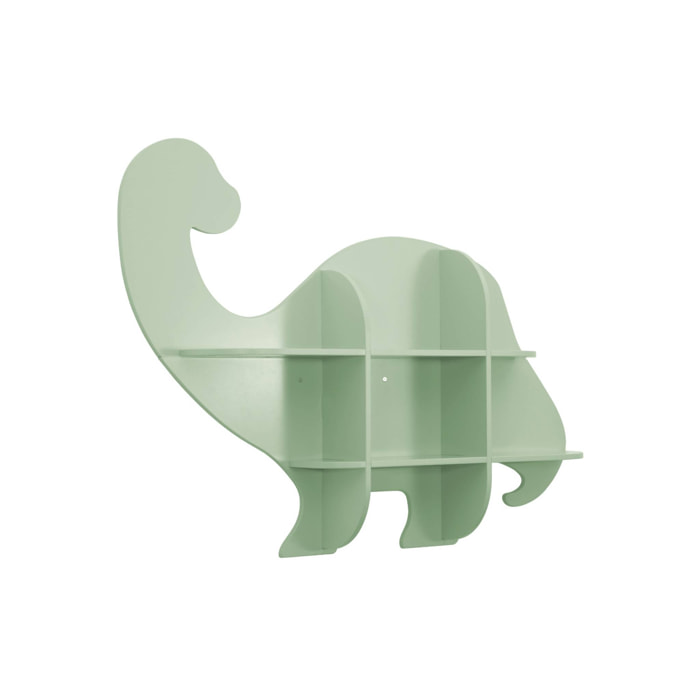 Etagère murale dinosaure 5 espaces de rangement vert - L 108 x P 16.5 x H 78.5 cm - Brachi