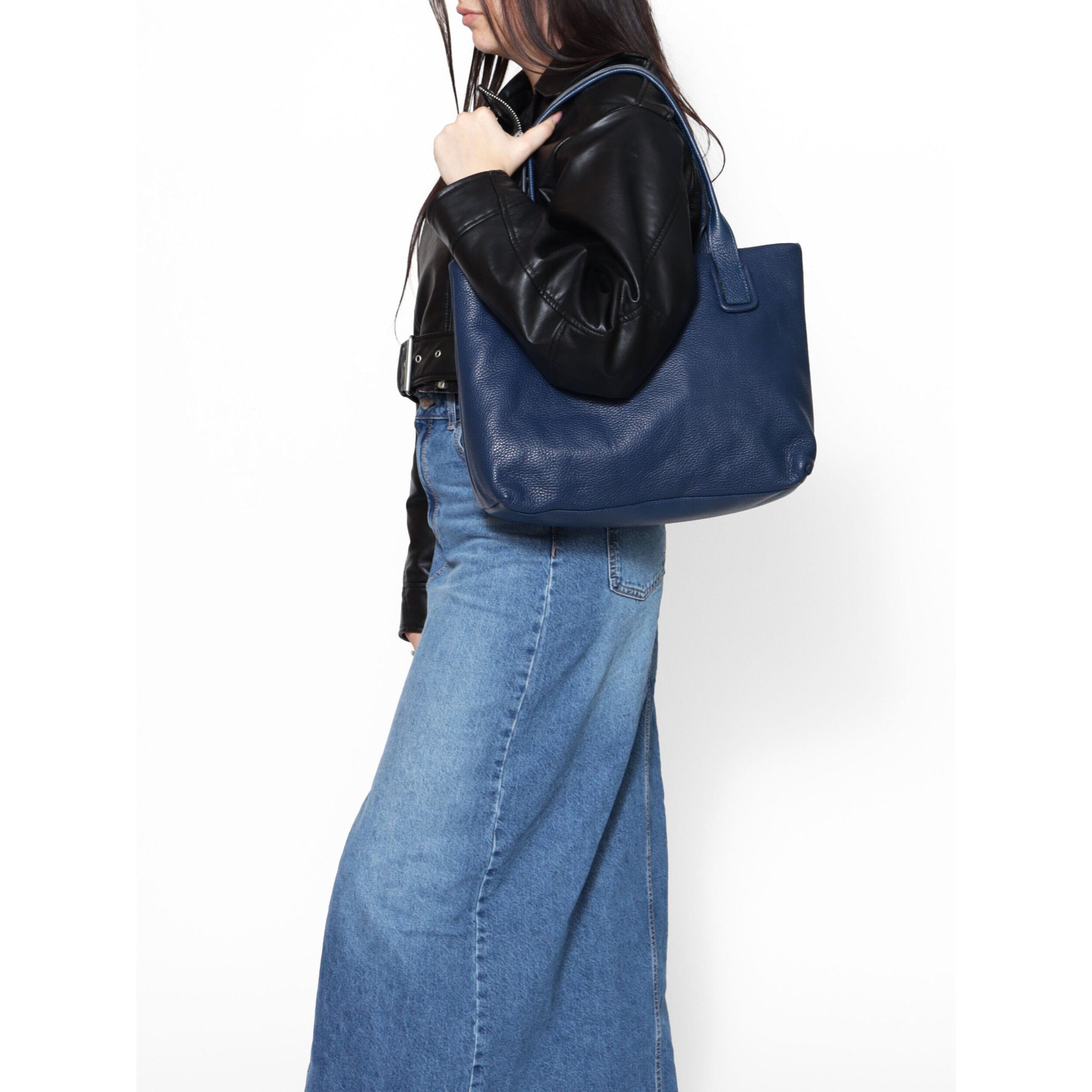 Borsa a spalla da Donna Lorena in Vera Pelle Made in Italy 26x39x13 cm